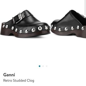 Ganni clogs,calf leather studded clogs.